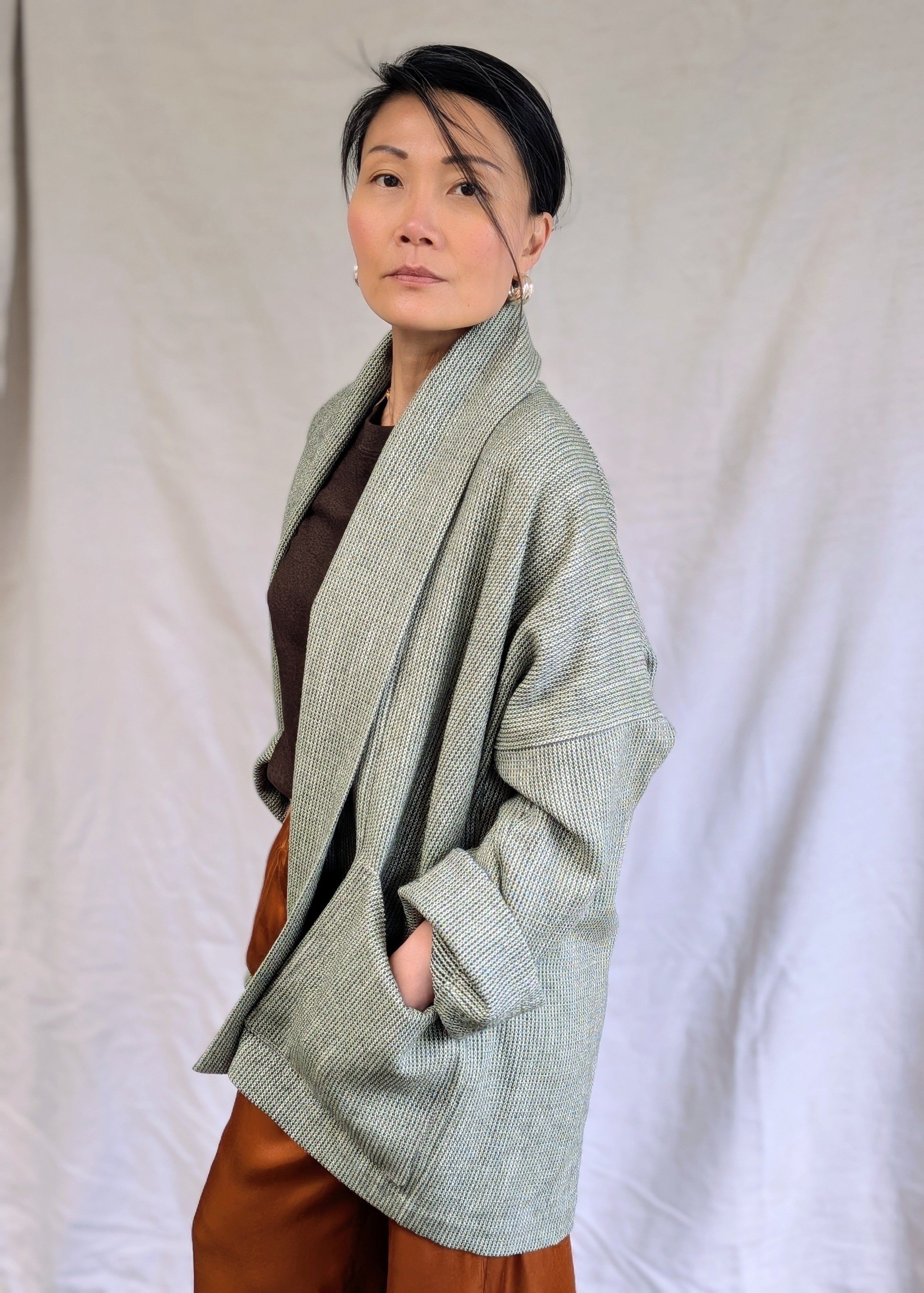 APPLE LINEN, COTTON & WOOL KIMONO JACKET