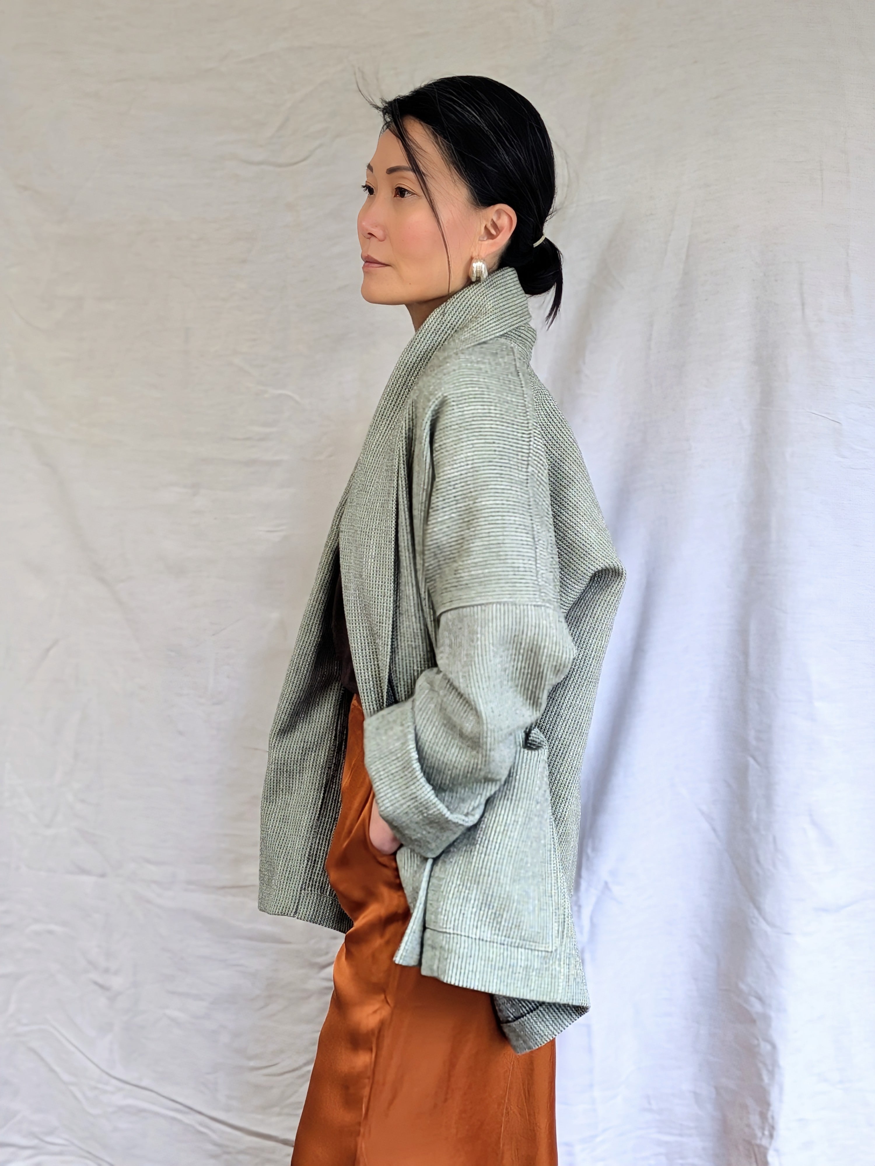 APPLE LINEN, COTTON & WOOL KIMONO JACKET