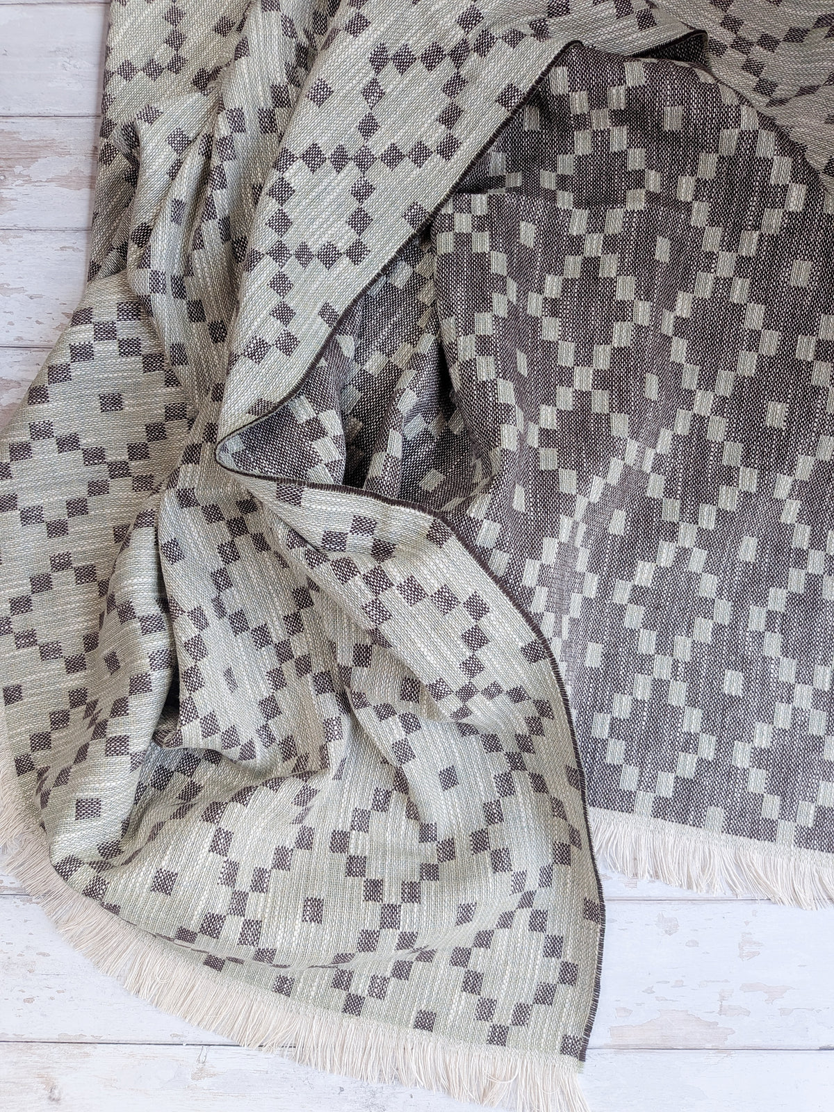 MABLI DOUBLECLOTH THROW IN SAGE & CONKER