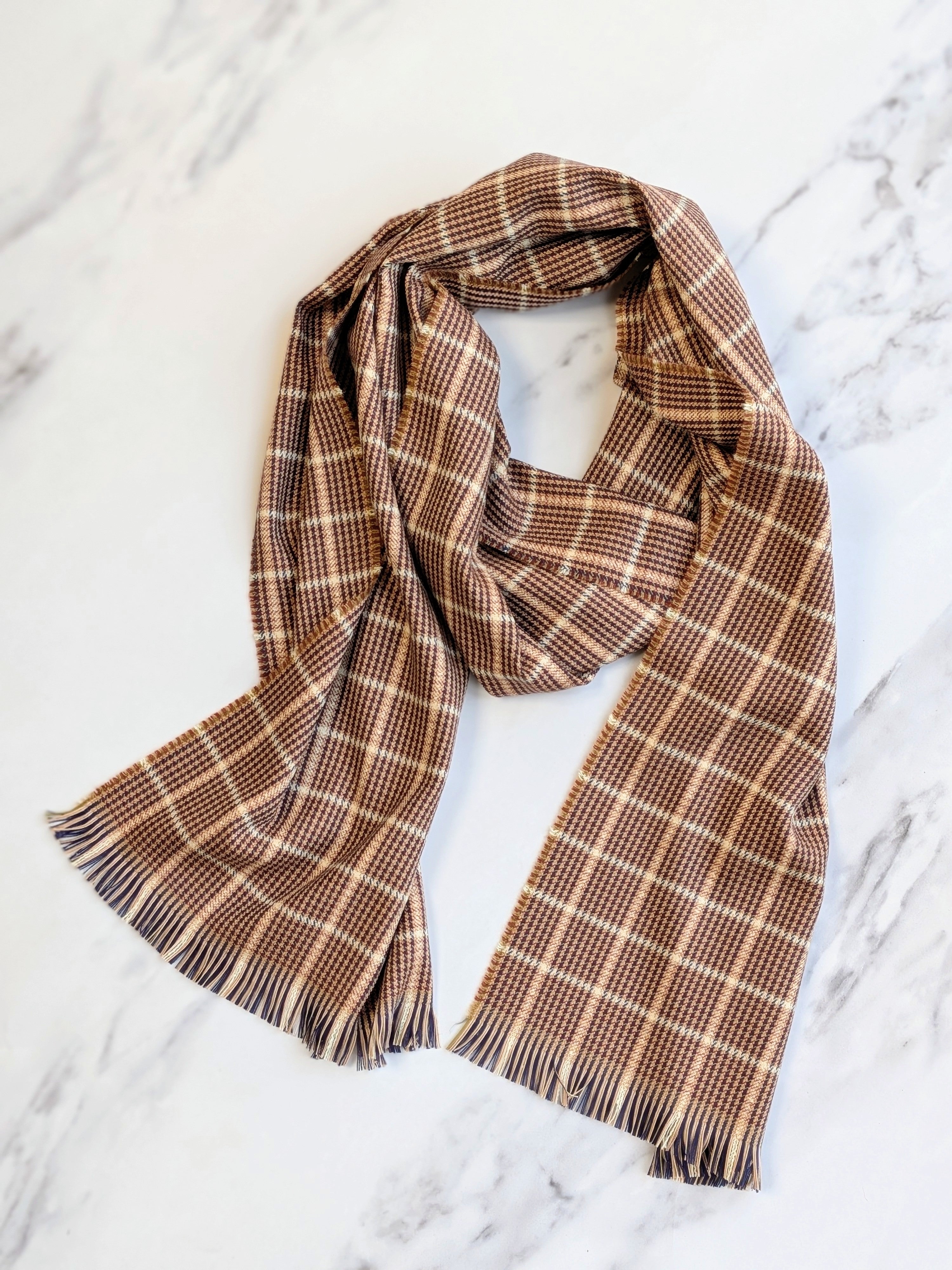 SIENNA DOGTOOTH SILK, COTTON & CASHMERE SCARF