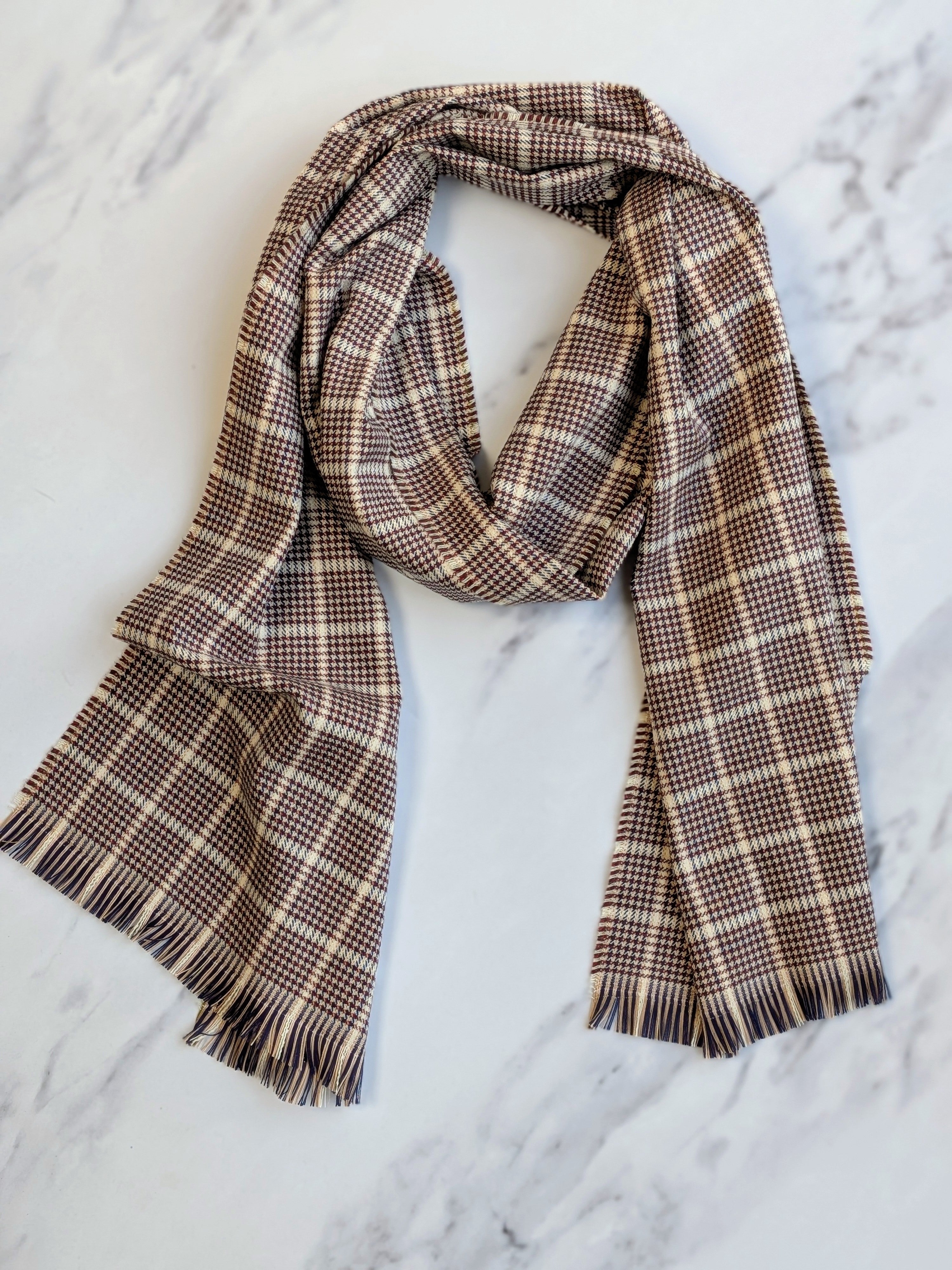 CHERRY DOGTOOTH SILK & COTTON SCARF
