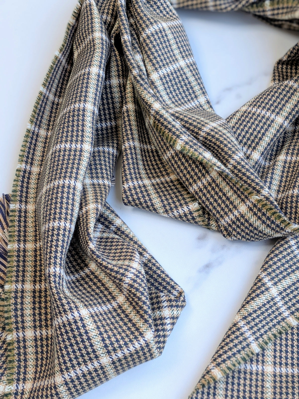 FOREST DOGTOOTH SILK, COTTON & CASHMERE SCARF