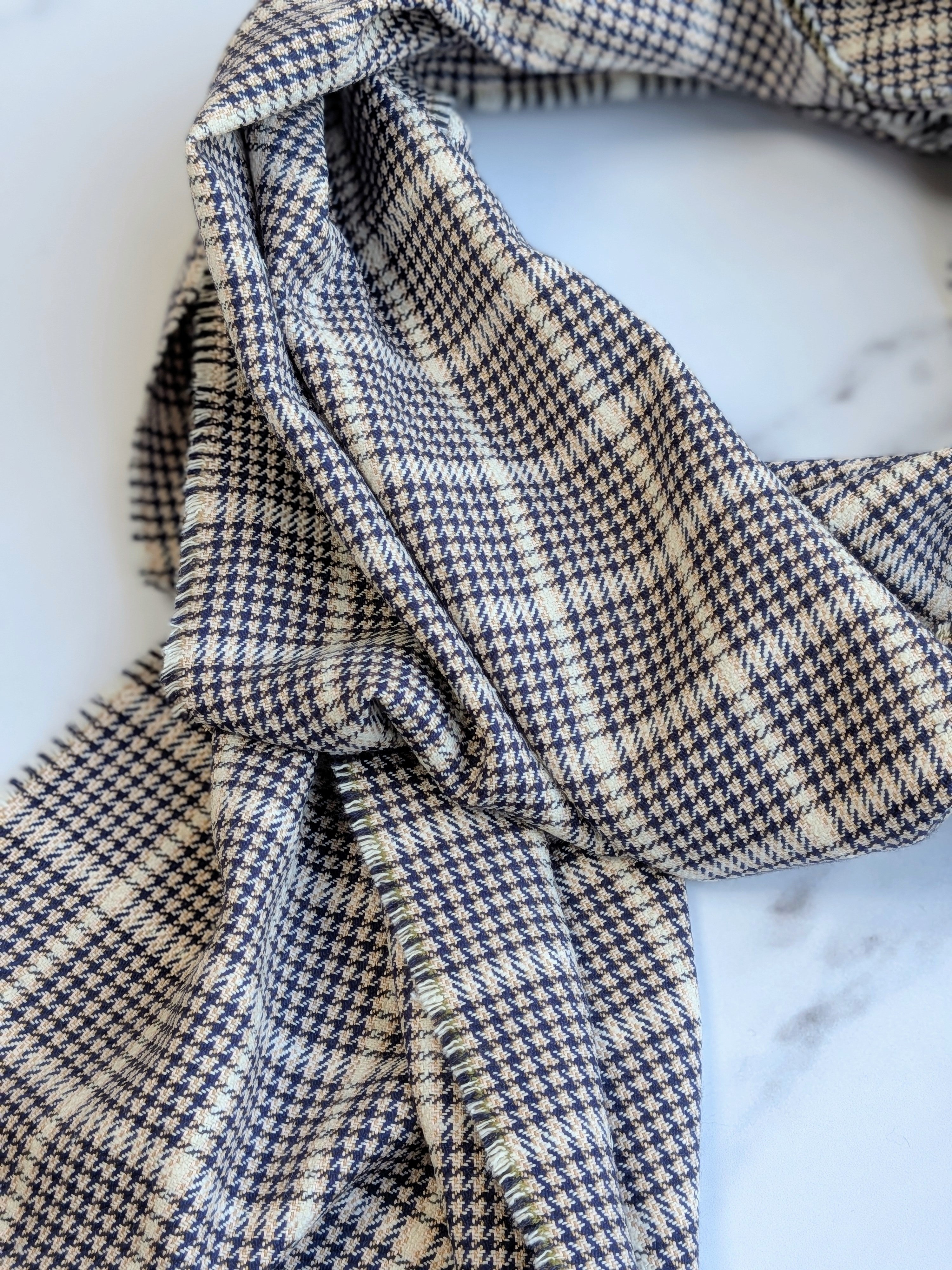 NOIR DOGTOOTH SILK & COTTON SCARF