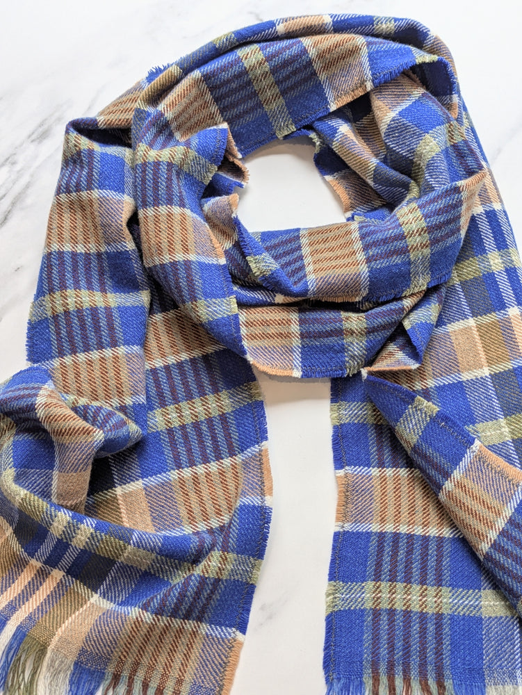 IRIS CHECK MERINO LAMBSWOOL & CASHMERE SCARF